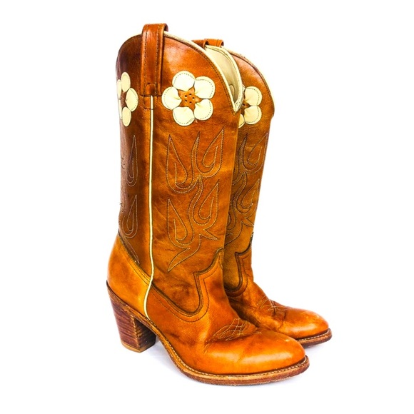 ACME Shoes - ACME vintage tooled leather flower western boot